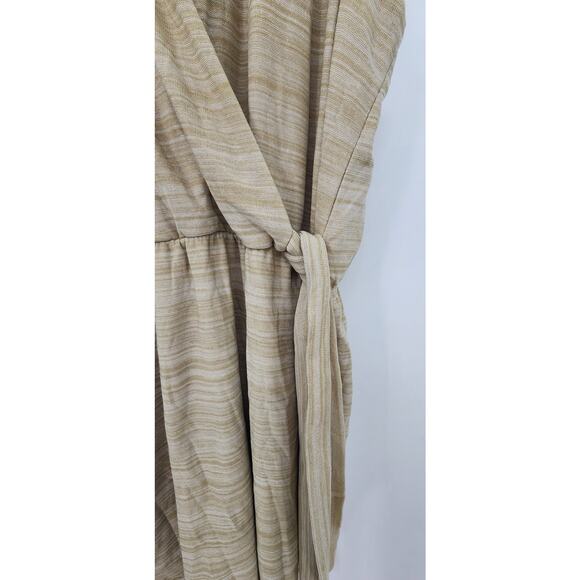 Exclusively Misook Sandstone Tan Stripe Knit Faux Wrap Sleeveless Dress  Large - Picture 7 of 10